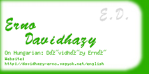 erno davidhazy business card